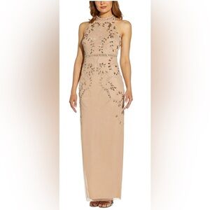 WOMENS BEADED EMBELLISHED HALTER DRESS